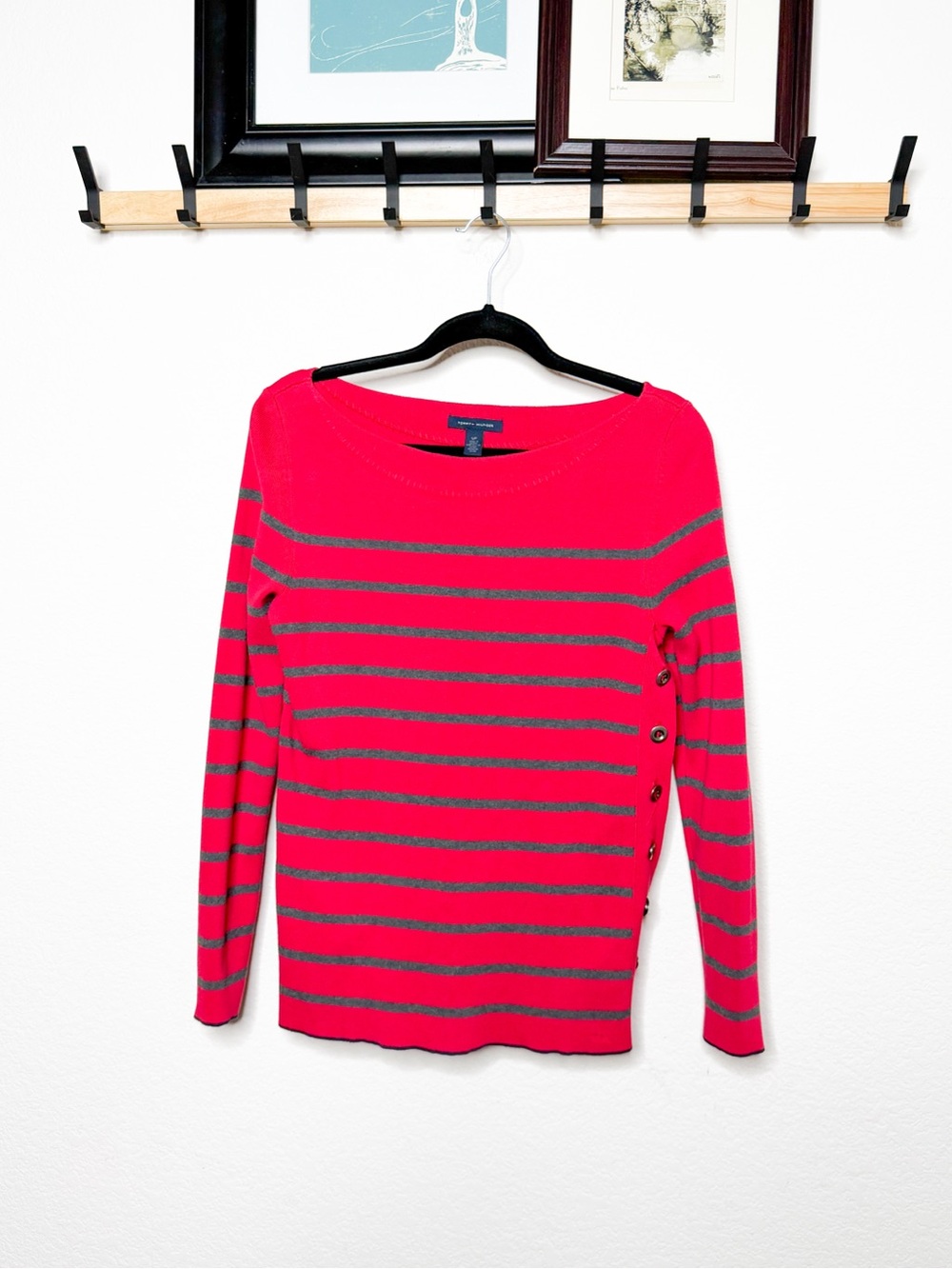 Tommy Hilfiger Vintage 2010 Striped Boat Neck Sweater Size Small